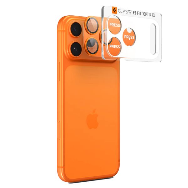 Spigen GLAStR EZ Fit Optik protection caméra pour Apple iPhone 17 Pro - Orange