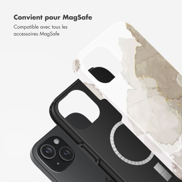 Selencia Coque arrière Vivid avec MagSafe Apple iPhone 15 - Marble Light Brown