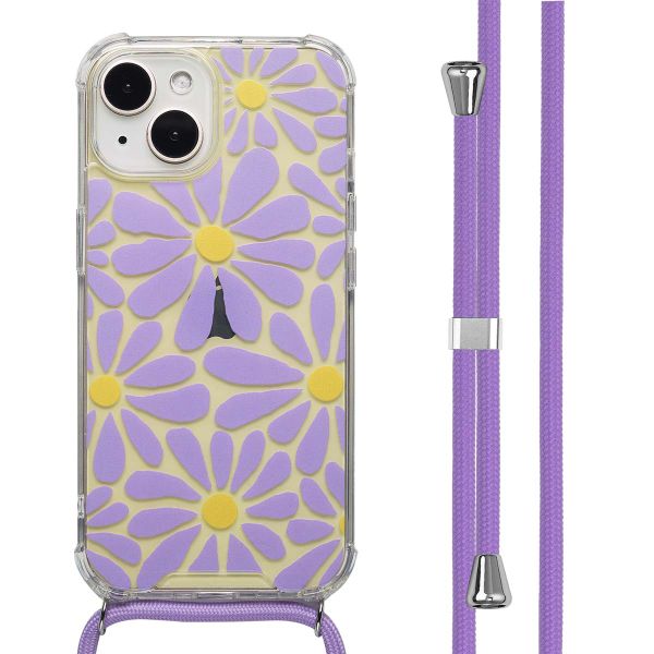imoshion Coque Design avec cordon Apple iPhone 15 - Tropical Violet Flowers Connect