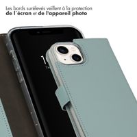 Selencia Étui de téléphone portefeuille en cuir véritable iPhone 14 - Air Blue