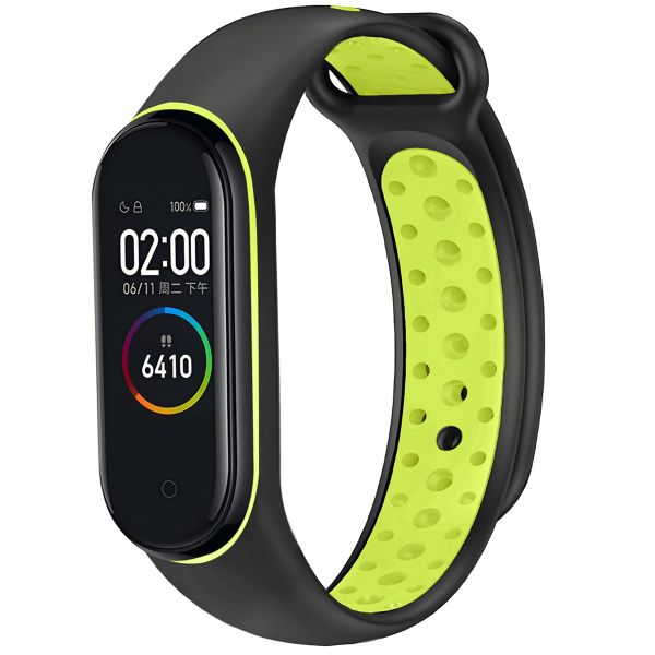 imoshion Bracelet sportif en silicone Xiaomi Mi Band 3 / 4 - Noir / Lime