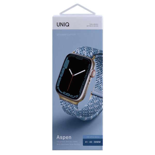 Uniq Bracelet tressé Aspen Designer Edition Apple Apple Watch Series 1 á 9 / SE (38/40/41 mm) | Series 10 (42 mm) - Bleu Céruléen