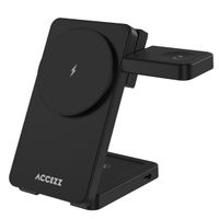 Accezz Chargeur sans fil pliable 3-in-1 MagSafe - 20W - Noir