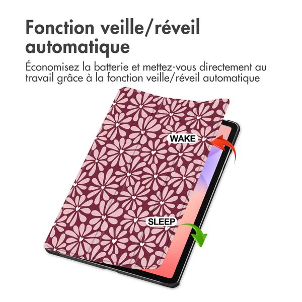 imoshion Coque tablette Design Trifold Samsung Galaxy Tab S9 11.0 pouces / Tab S10 FE / S9 FE 10.9 pouces - Bloom Love Blush
