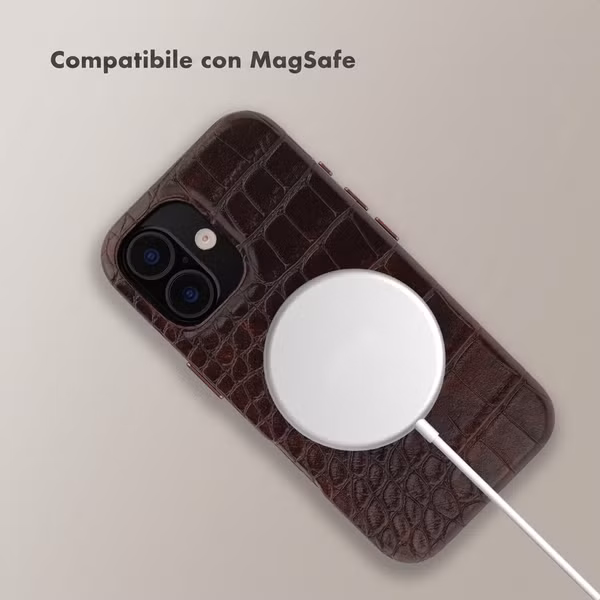 Selencia Coque arrière Croco avec MagSafe Apple iPhone 16 - Choco Brown