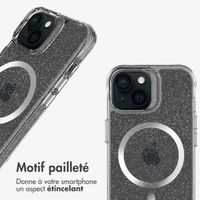 imoshion Coque arrière transparente Pailletée avec MagSafe Apple iPhone 15 - Argent