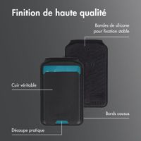 Accezz Portefeuille en cuir magnétique avec support - Compatible avec Apple Find My - Onyx Black