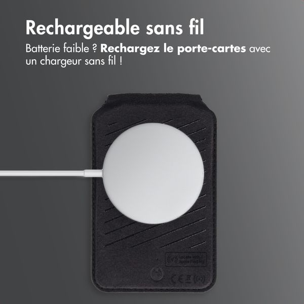 Accezz Portefeuille en cuir magnétique avec support - Compatible avec Apple Find My - Onyx Black