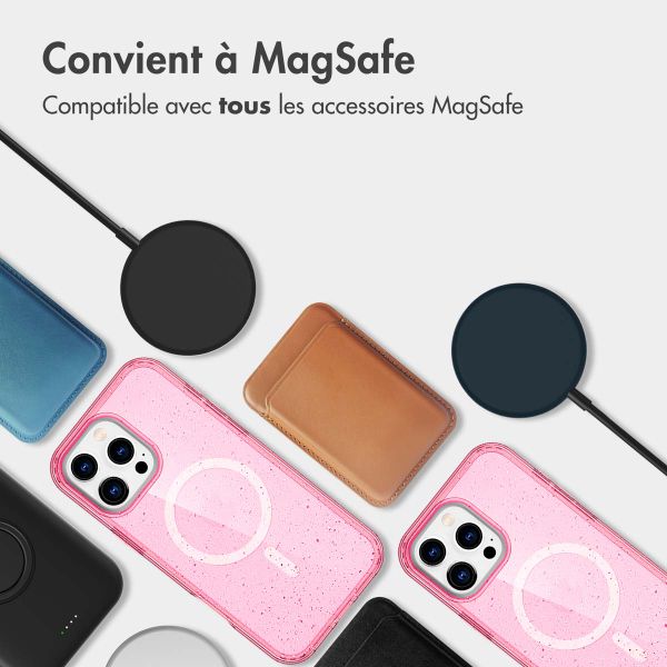 imoshion Coque Pailletée avec MagSafe Apple iPhone 16 Pro Max - Paillettes Rose