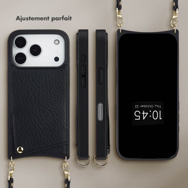 Selencia Coque de télephone Nova avec cordon et porte-cartes Apple iPhone 17 Pro - Noir