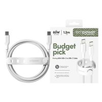 Empower by PanzerGlass Câble de recharge Racing USB-C vers USB-C - 60 W - 1.2 mètres - Silver White