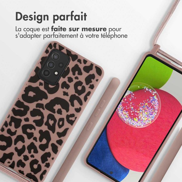 imoshion Coque design en silicone avec cordon Samsung Galaxy A52(s) (5G/4G) - Animal Pink