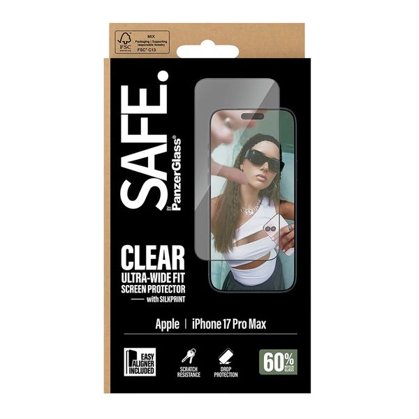 SAFE by PanzerGlass Ultra-Wide Fit Protection d’Écran avec EasyAligner Apple iPhone 17 Pro Max