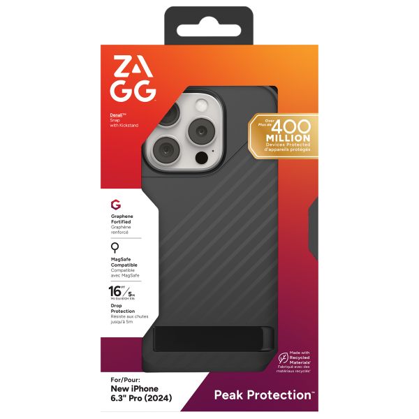 ZAGG Coque Denali Snap KickStand avec MagSafe iPhone 16 Pro - Noir