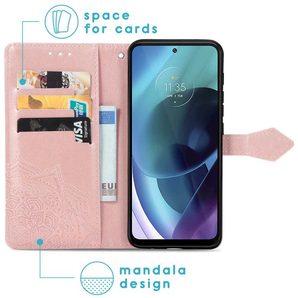 imoshion Etui de téléphone portefeuille Mandala Motorola Moto G71 - Rose Dorée