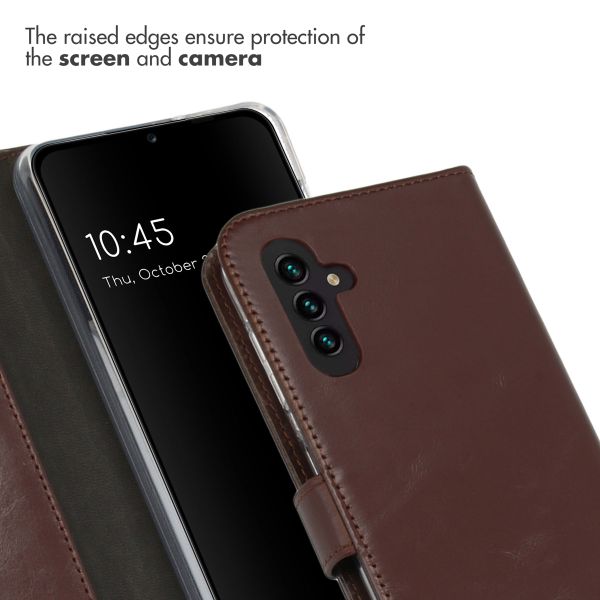 Selencia Étui portefeuille en cuir véritable Samsung Galaxy A13 (5G) / A04s - Marron