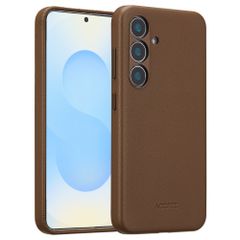 Accezz Coque arrière en cuir avec MagSafe Samsung Galaxy S25 - Marron café