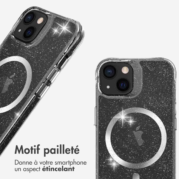 imoshion Coque arrière transparente Pailletée avec MagSafe Apple iPhone 13 - Argent