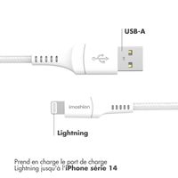 imoshion ﻿Câble Lightning vers USB - Non MFi - Textile tressé - 0,5 mètre - Blanc