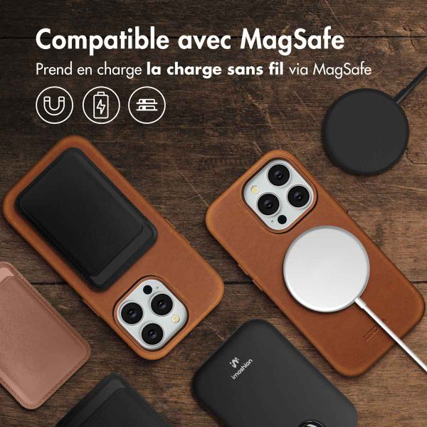 Accezz Coque MagSafe en cuir vintage Apple iPhone 14 Pro - Tabacco Cognac