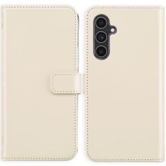 Selencia Étui portefeuille en cuir véritable Samsung Galaxy A54 (5G) - Greige