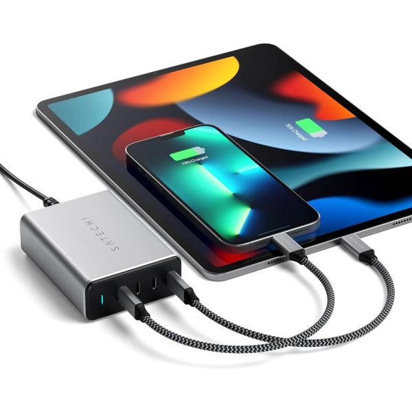 Satechi Chargeur USB-C GaN 4 ports 140 W | Chargeur de bureau - Gris sidéral