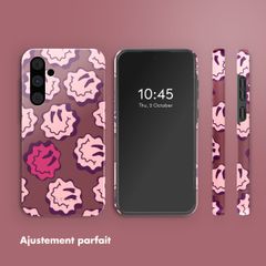 Selencia Coque arrière Vivid Samsung Galaxy A55 - Wavy Smiley Pink