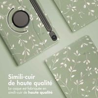 imoshion Coque tablette Design rotatif à 360° Samsung Galaxy Tab S10 Lite / S10 FE / S9 FE - Green Flowers