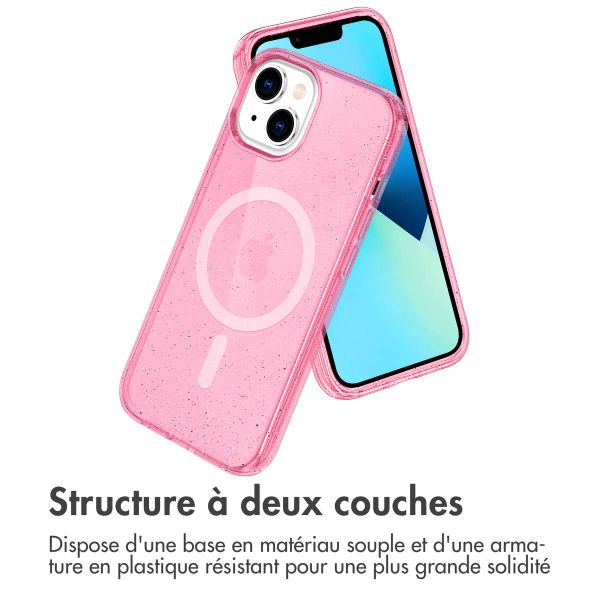 imoshion Coque Pailletée avec MagSafe Apple iPhone 14 - Paillettes Rose