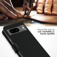 Selencia Étui de téléphone portefeuille en cuir véritable Google Pixel 8 - Noir