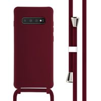 imoshion ﻿Coque en silicone avec cordon Samsung Galaxy S10 Plus - Rouge foncé