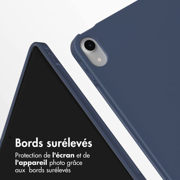 Accezz Coque tablette portefeuille Smart Silicone Apple iPad Air 11 pouces (2025) M3 / (2024) M2 / Air 5 (2022) / Air 4 (2020) - Bleu foncé