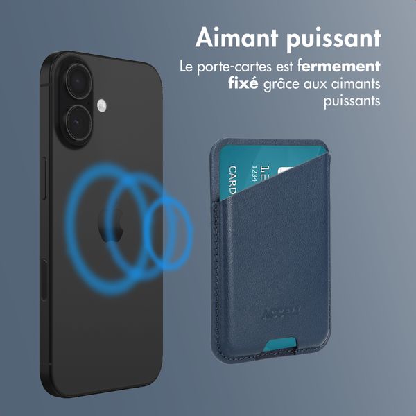 Accezz Porte-cartes en cuir magnétique - Compatible avec Apple Find My - Nightfall Blue
