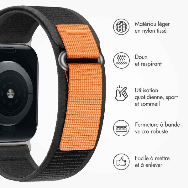 imoshion Bracelet Trail en nylon Apple Watch Series 1 t/m 11 / SE / Ultra (44/45/46/49 mm) - Pure Black