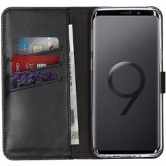 Selencia Étui portefeuille en cuir véritable Samsung Galaxy S9 - Noir