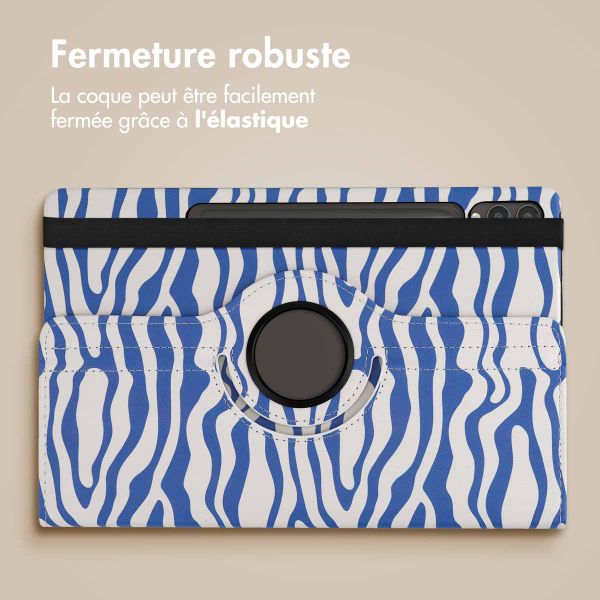 imoshion Coque tablette Design rotatif à 360° Samsung Galaxy Tab S10 Plus / Tab S9 FE Plus / Tab S9 Plus - White Blue Stripes