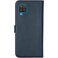 Selencia Étui portefeuille en cuir véritable Samsung Galaxy A12 - Bleu