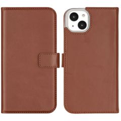 Selencia Étui de téléphone portefeuille en cuir véritable Apple iPhone 14 Plus - Brun clair