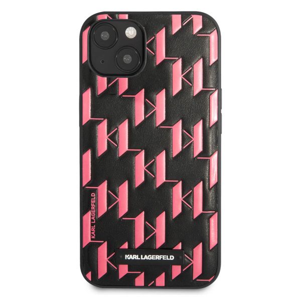 Karl Lagerfeld Coque arrière rigide Monogram Plaque iPhone 13 - Rose