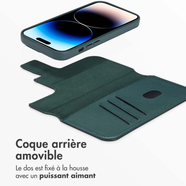 Accezz Étui de télephone portefeuille en cuir 2-en-1 avec MagSafe Apple iPhone 14 Pro - Cedar Green