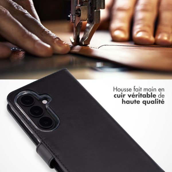 Selencia Étui portefeuille en cuir véritable Samsung Galaxy S26 Plus - Noir