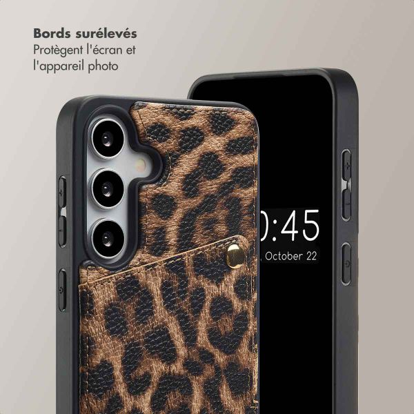 Selencia Coque de télephone Nova avec cordon et porte-cartes Samsung Galaxy S24 / S25 - Leopard