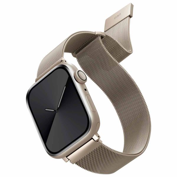 Uniq Bracelet Dante Mesh Milanese en acier Apple Watch Series 1 t/m 11 / SE / Ultra (44/45/46/49 mm) - Starlight