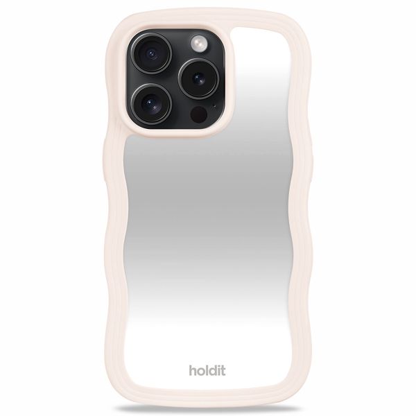 Holdit Coque Wavy iPhone 15 Pro - Light Beige / Mirror