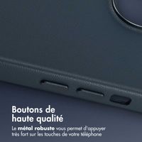 Accezz Coque arrière en cuir avec MagSafe Apple iPhone 15 - Nightfall Blue