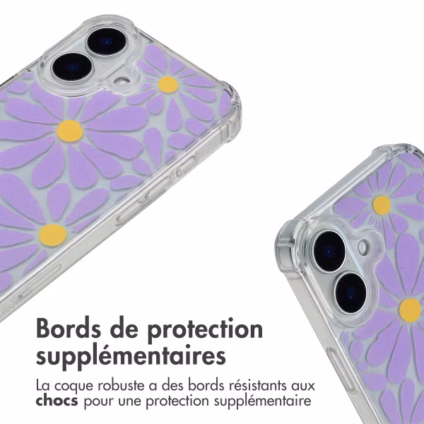 imoshion Coque Design avec cordon Apple iPhone 16 - Tropical Violet Flowers Connect