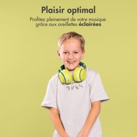 imoshion Casque sans fil pour enfants LED Light - Limiteur de décibels - Avec câble AUX - Petrol Green / Lime