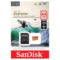 SanDisk microSD Extreme - 64GB - Inclus RescuePro Deluxe - UHS-I/U3/Full HD/4K UHD