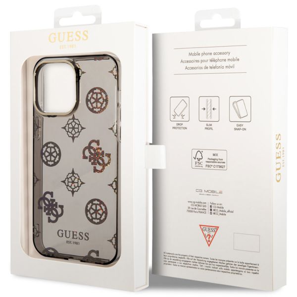 Guess Coque Peony Glitter iPhone 14 Pro Max - Noir