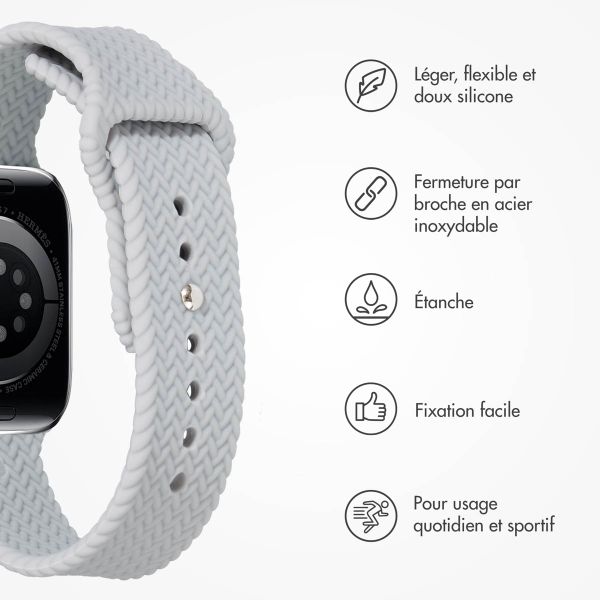 imoshion Bracelet tressé en silicone Apple Watch Series 1 t/m 11 / SE / Ultra (44/45/46/49 mm) - Gris